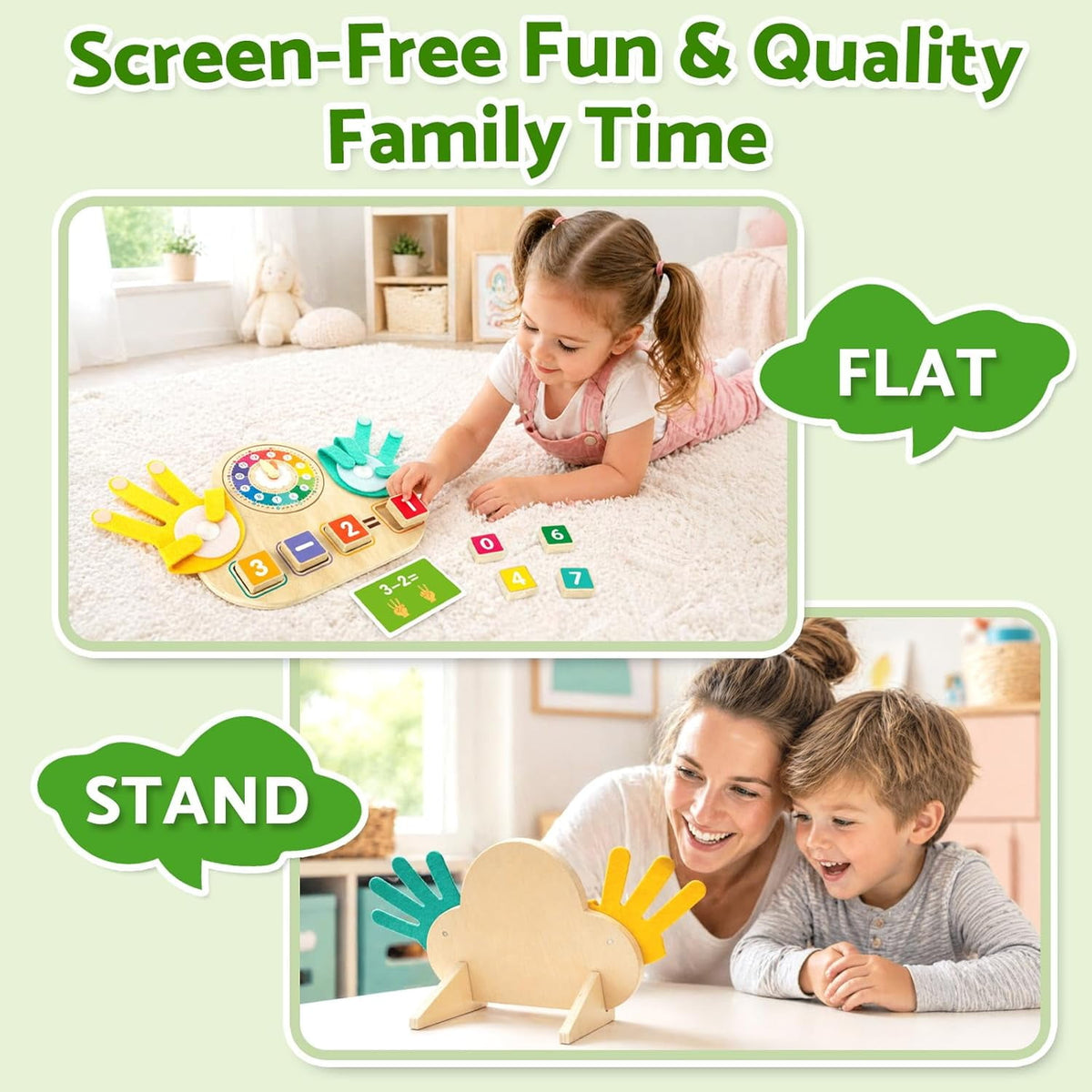Flynow Toddler Learning Sensory Toys Preschool Educational Montessori Math Manipulatives Kid 1-5, Boy Girl Age 2 3 4 Year Old, Wood Finger Counting Tracing Board Birthday Christmas Holiday Gift
