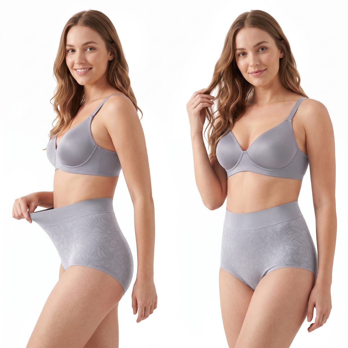 High Waisted Panties for Women 2 Pack Seamless Full Coverage No Show Underwear Soft Stretch Breathable Floral Jacquard Briefs Available in Plus Size