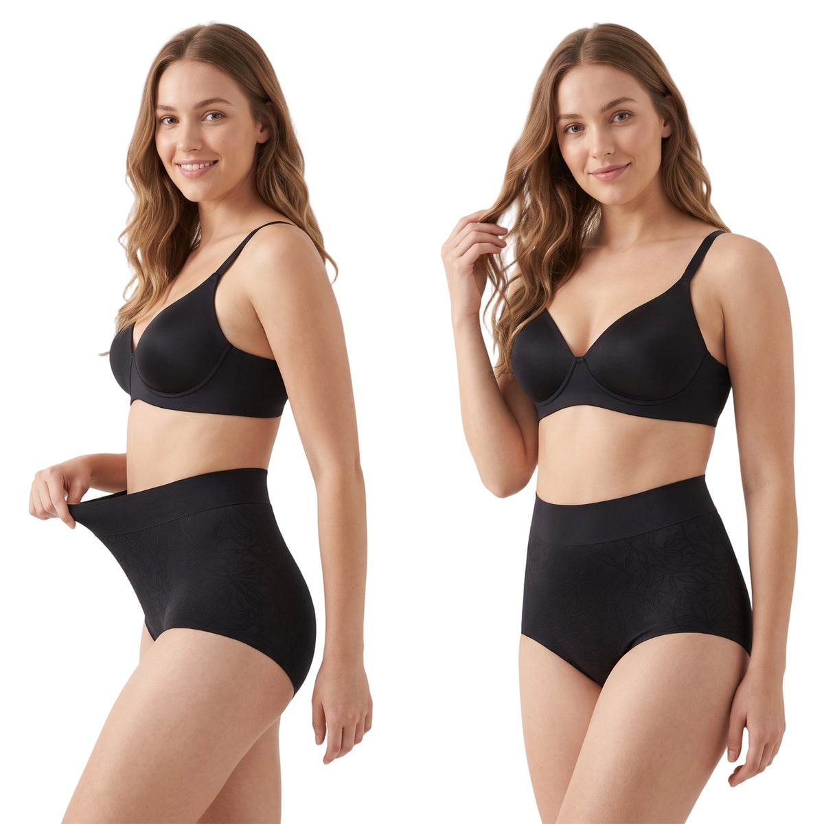 High Waisted Panties for Women 2 Pack Seamless Full Coverage No Show Underwear Soft Stretch Breathable Floral Jacquard Briefs Available in Plus Size