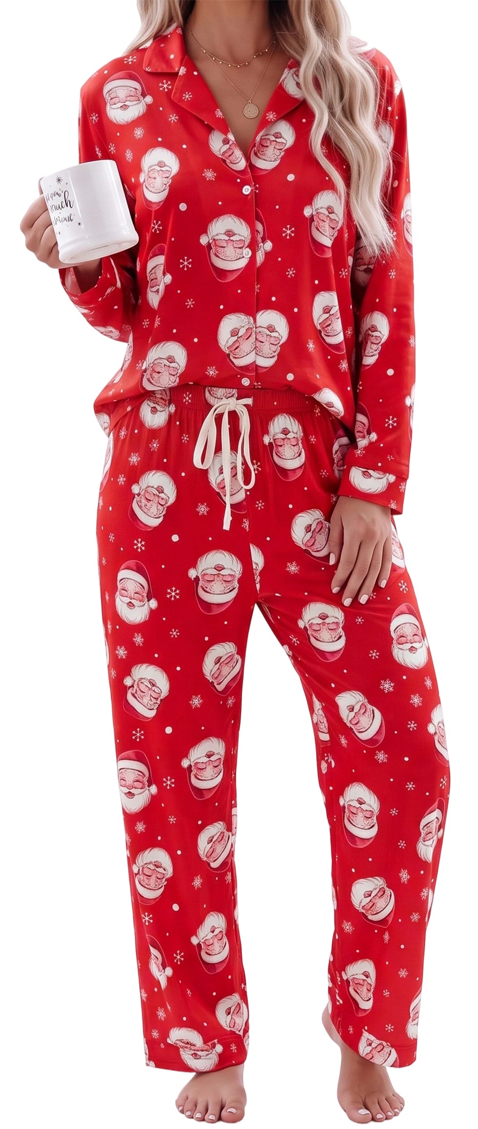 Women's Pajama Sets 2 Piece Pajama Set for Women Long Sleeve Button Front Sleepwear with Wide Leg Pajama Pants Soft Comfy Pajamas with Pockets