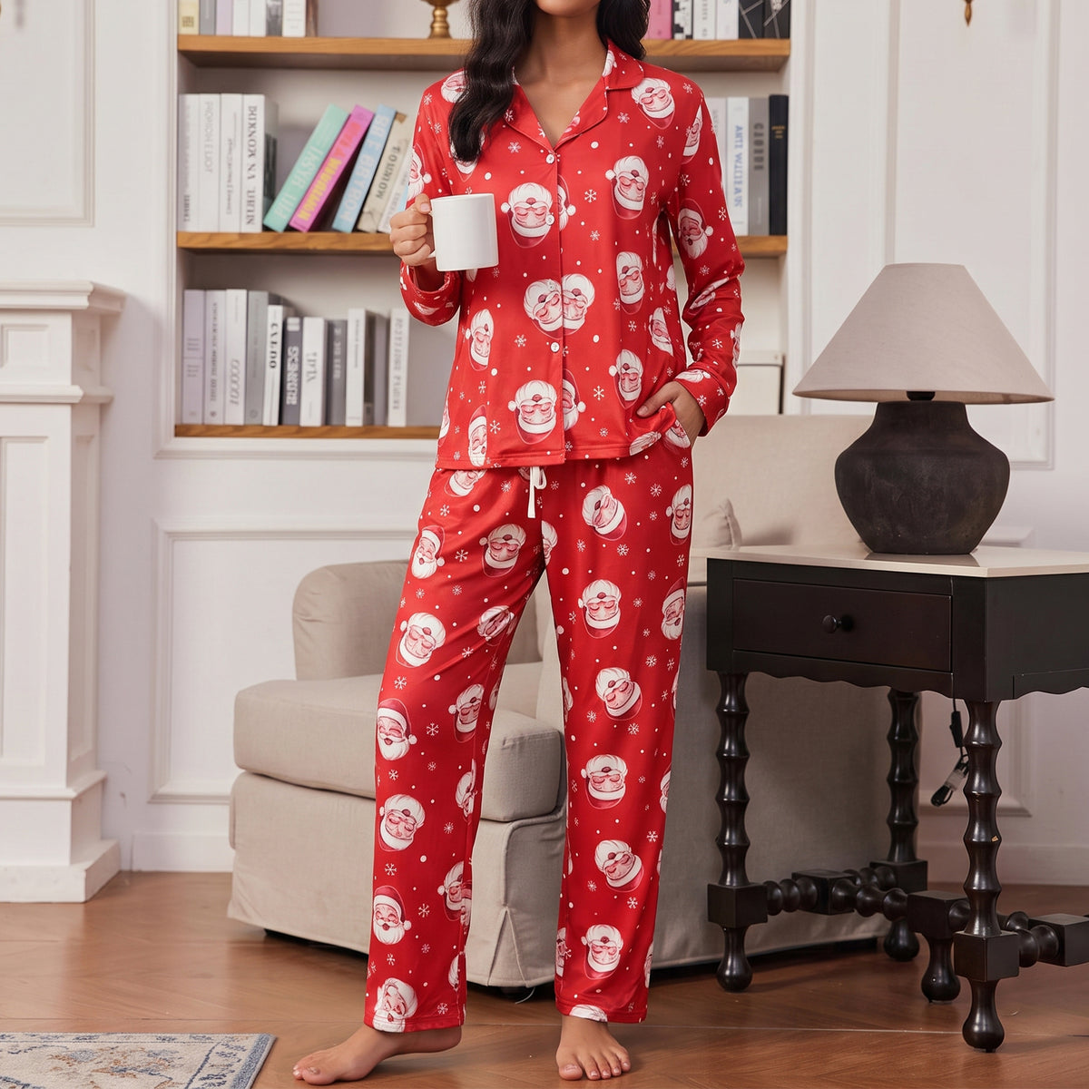 Women's Pajama Sets 2 Piece Pajama Set for Women Long Sleeve Button Front Sleepwear with Wide Leg Pajama Pants Soft Comfy Pajamas with Pockets