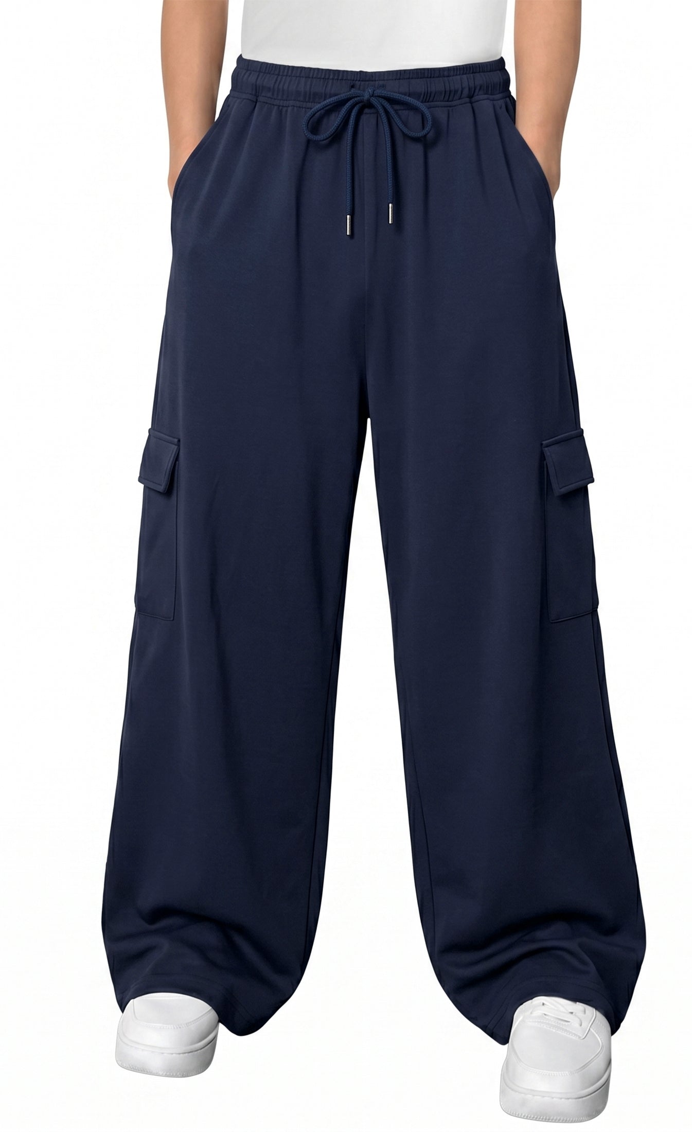 WQD Mens Cargo Sweatpants Baggy Gym Sweat Pants Drawstring Wide Leg Casual Lounge Pants with Pockets