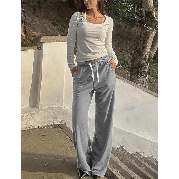 Womens Sweatpants High Waisted Wide Leg Sweat Pants Baggy Cargo Joggers Athletic Casual Drawstring Workout Pants with Pockets