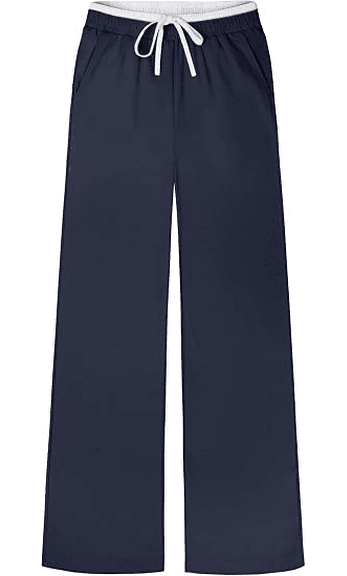 WQD Sweatpants for Women Wide Leg Loose Fit Lightweight Straight Track Pants with Color Block Waist Stretch Yoga Joggers Casual Lounge Trousers with Pockets