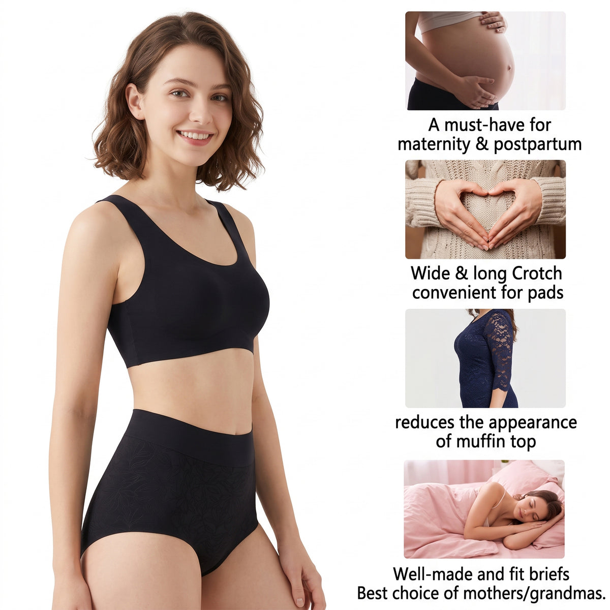 High Waisted Panties for Women 2 Pack Seamless Full Coverage No Show Underwear Soft Stretch Breathable Floral Jacquard Briefs Available in Plus Size