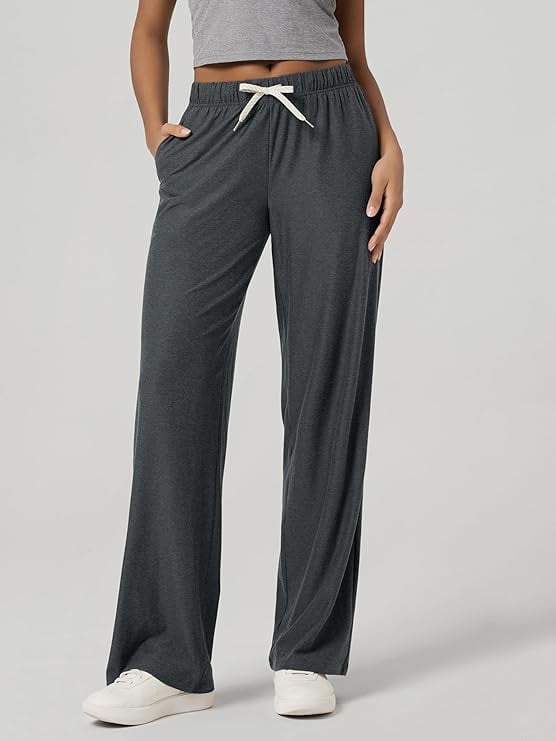 Wide Leg Pants for Women High Waisted Lounge Sweatpants with Pockets Adjustable Drawstring for Everyday Wear
