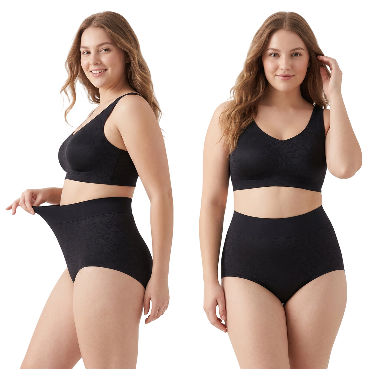 High Waisted Panties for Women 2 Pack Seamless Full Coverage No Show Underwear Soft Stretch Breathable Floral Jacquard Briefs Available in Plus Size