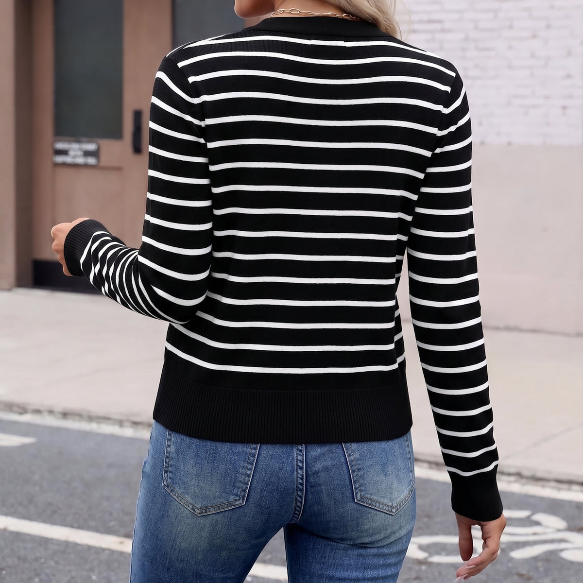 Sweaters for Women Polo Sweater Women Long Sleeve Rib Knit V Neck Pullover Lightweight Knit Top for Spring Fall Winter