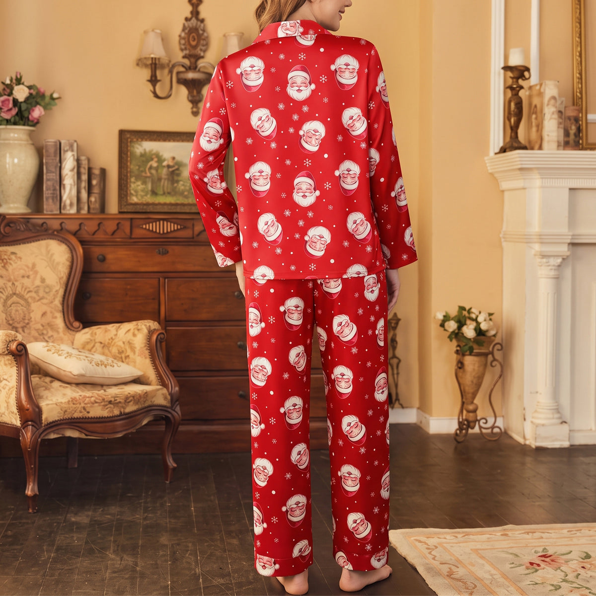 Women's Pajama Sets 2 Piece Pajama Set for Women Long Sleeve Button Front Sleepwear with Wide Leg Pajama Pants Soft Comfy Pajamas with Pockets