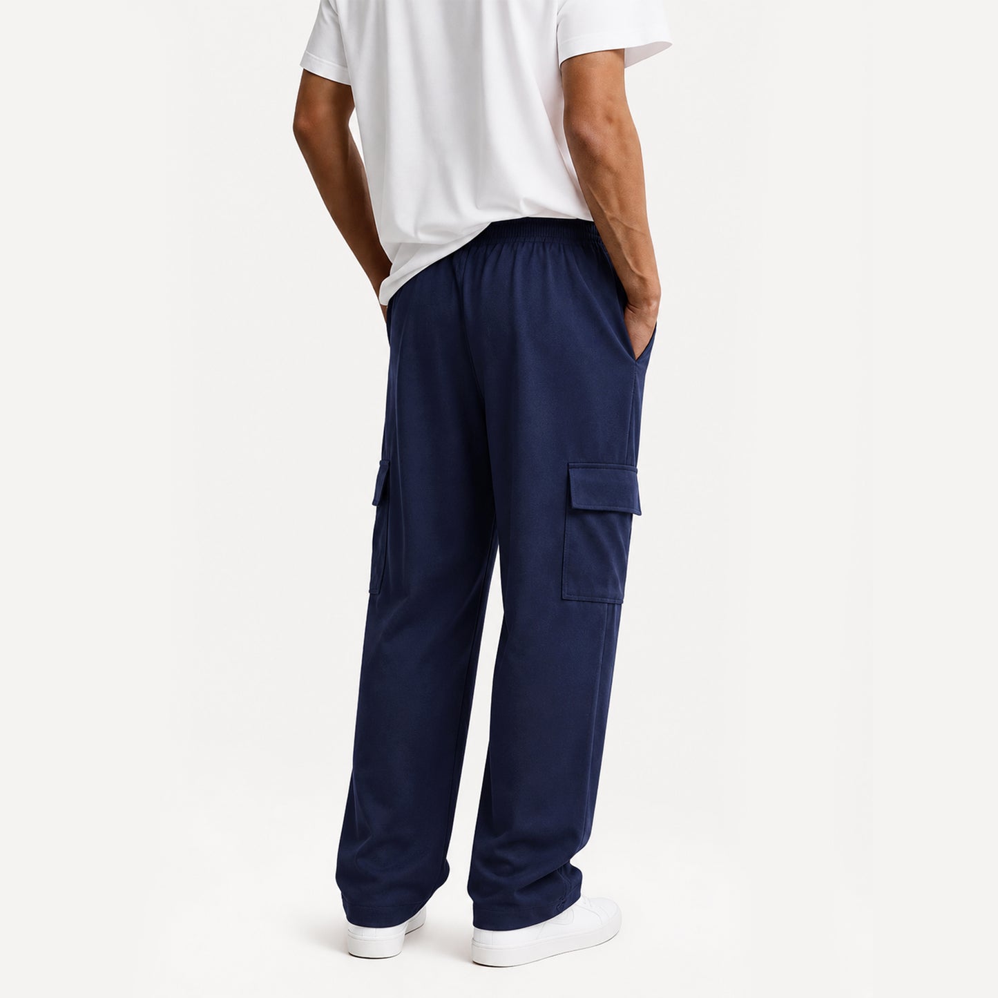 WQD Mens Cargo Sweatpants Baggy Gym Sweat Pants Drawstring Wide Leg Casual Lounge Pants with Pockets