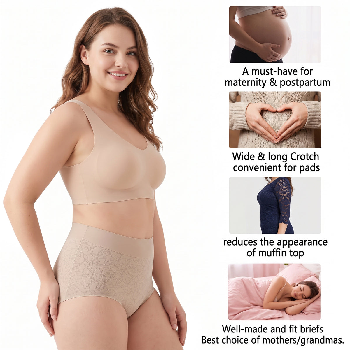 High Waisted Panties for Women 2 Pack Seamless Full Coverage No Show Underwear Soft Stretch Breathable Floral Jacquard Briefs Available in Plus Size