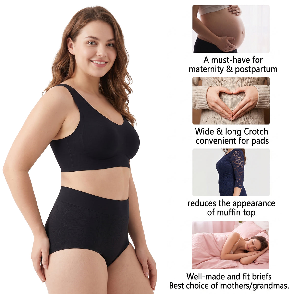 High Waisted Panties for Women 2 Pack Seamless Full Coverage No Show Underwear Soft Stretch Breathable Floral Jacquard Briefs Available in Plus Size