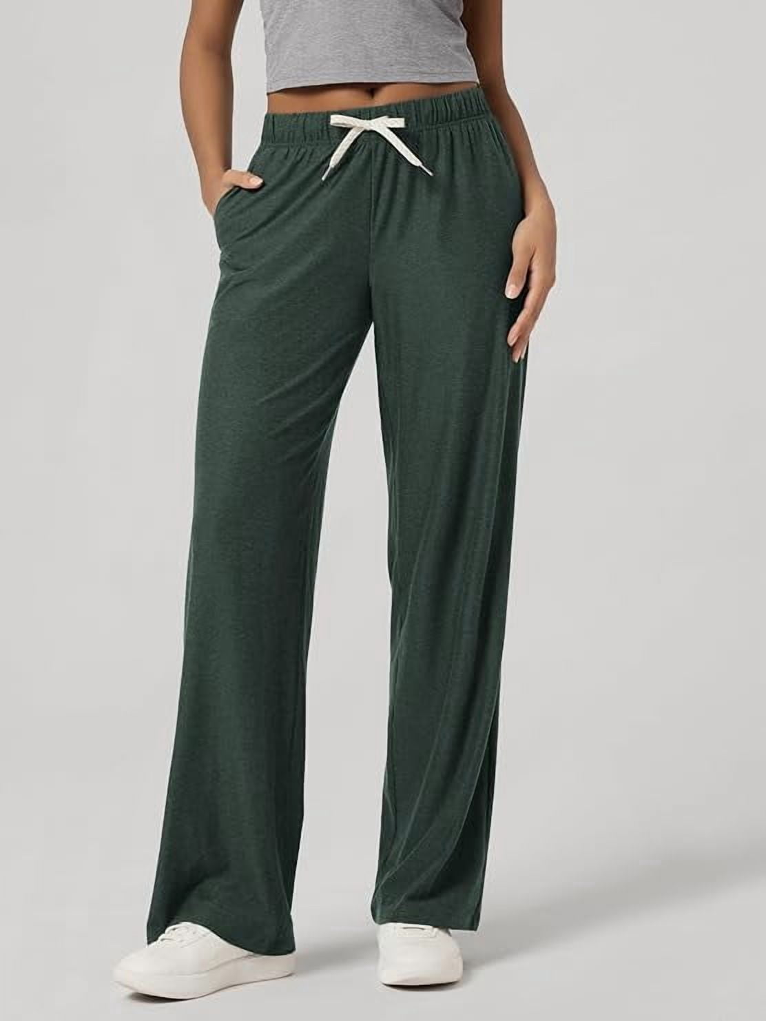 Wide Leg Pants for Women High Waisted Lounge Sweatpants with Pockets Adjustable Drawstring for Everyday Wear