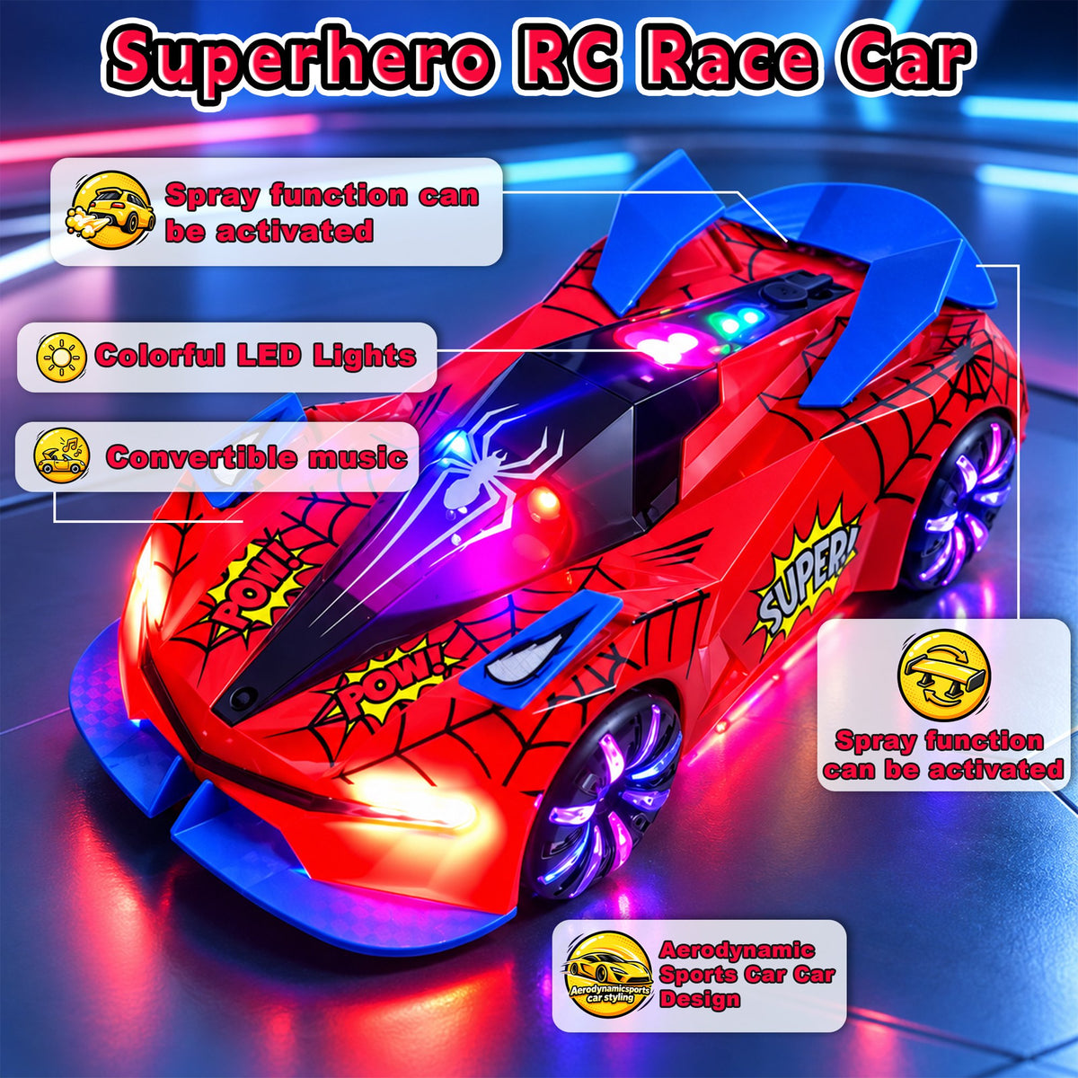 Flynow Transform RC Cars Toys with Eye & Underbody Lights, 2.4GHz Remote Control Car One-Button Deformation, Fast 360°Rotation Robot Toys Birthday Gifts for 3 4 5 6 7 8 9 10 Year Old