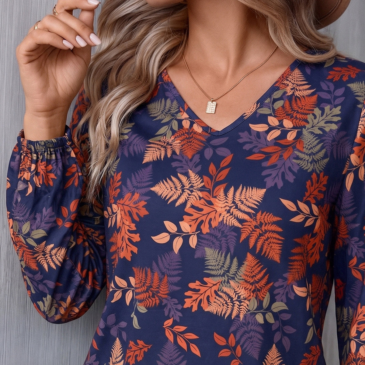Women's Long Sleeve Floral Blouses V Neck Casual Tops Lightweight Printed Shirts for Spring Fall Winter Available in Plus Size