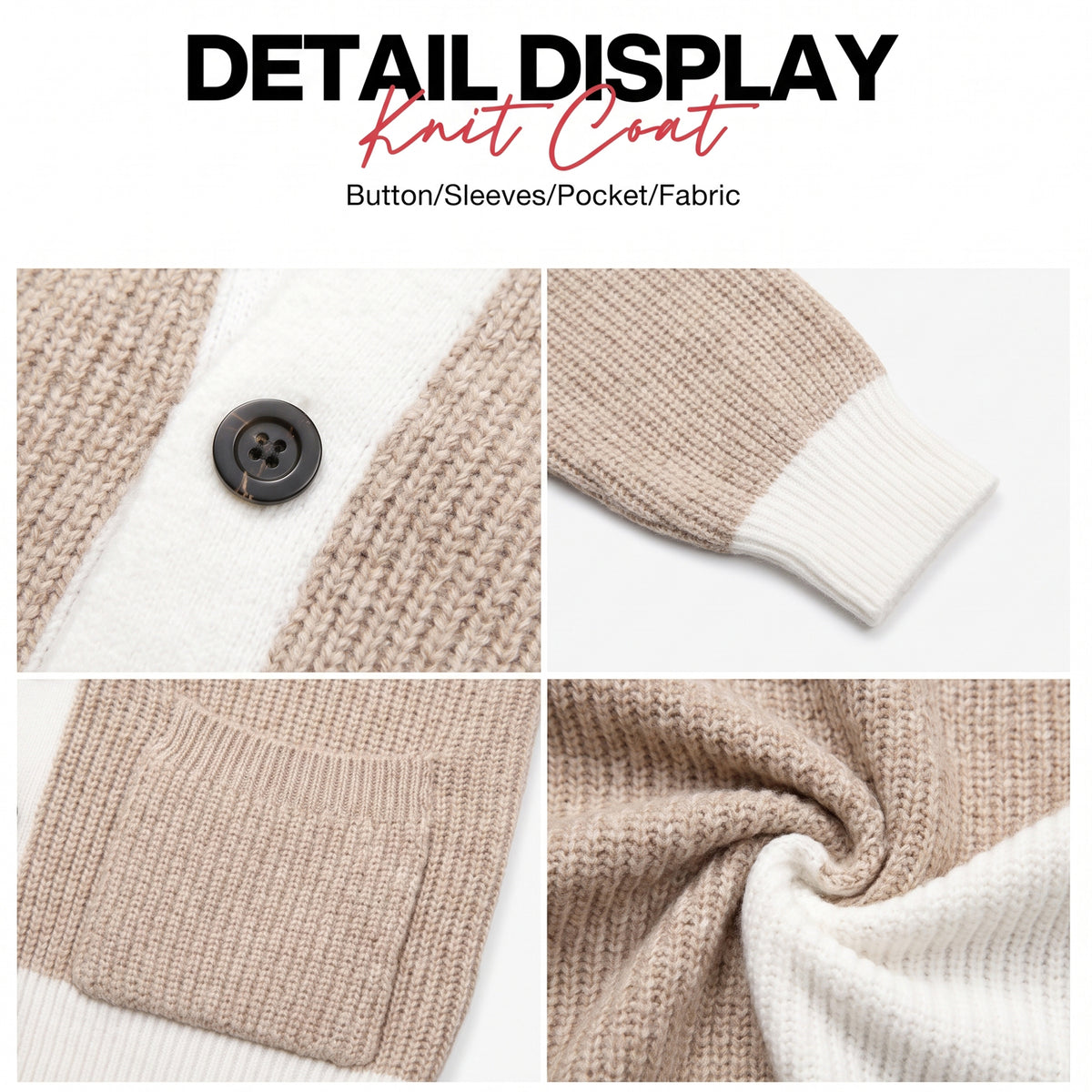 WQD Cardigan Sweaters for Women Button up Long Sleeve Knit Cardigan with Contrast Trim and Pockets for Spring Fall Winter