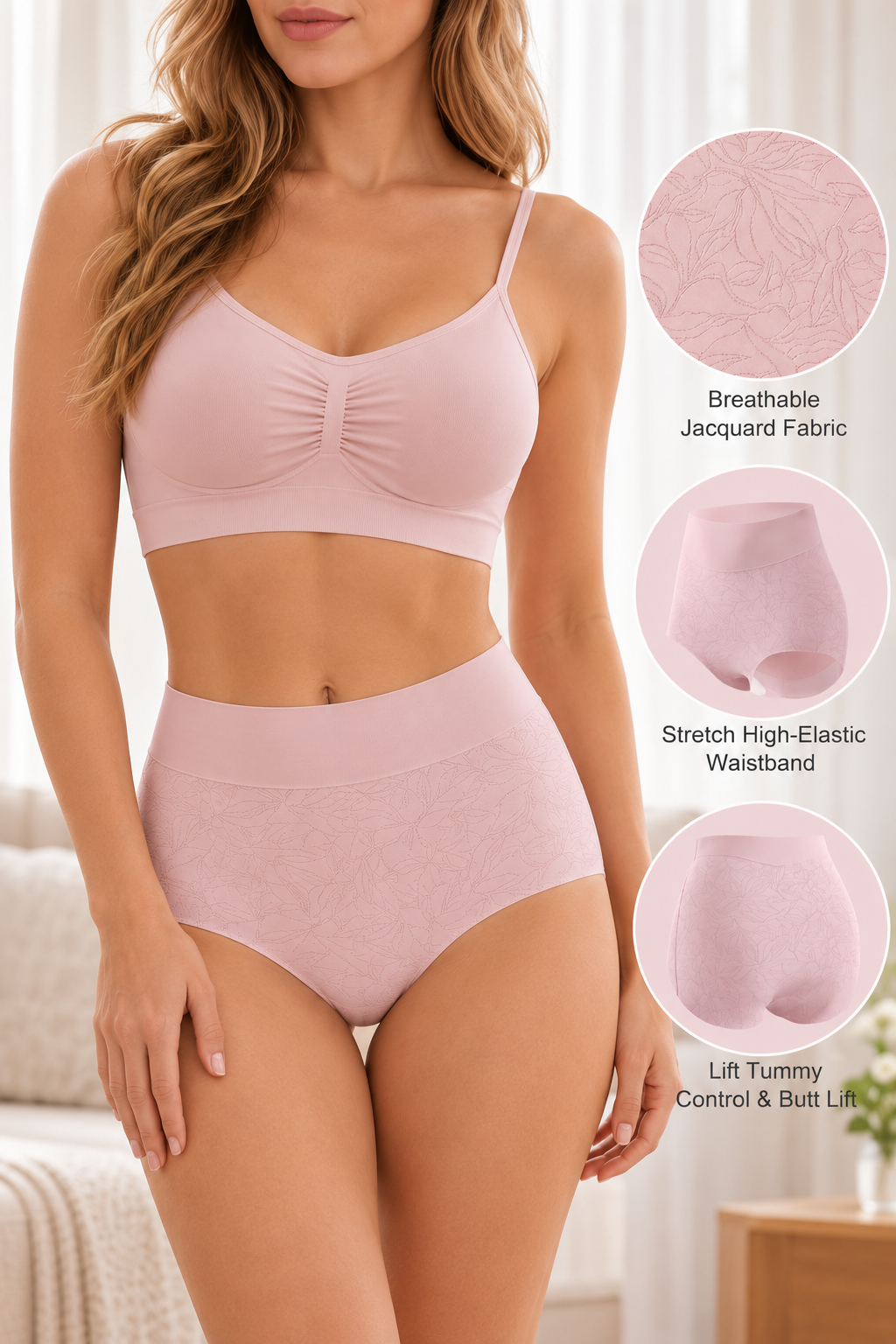 High Waisted Panties for Women 2 Pack Seamless Full Coverage No Show Underwear Soft Stretch Breathable Floral Jacquard Briefs Available in Plus Size