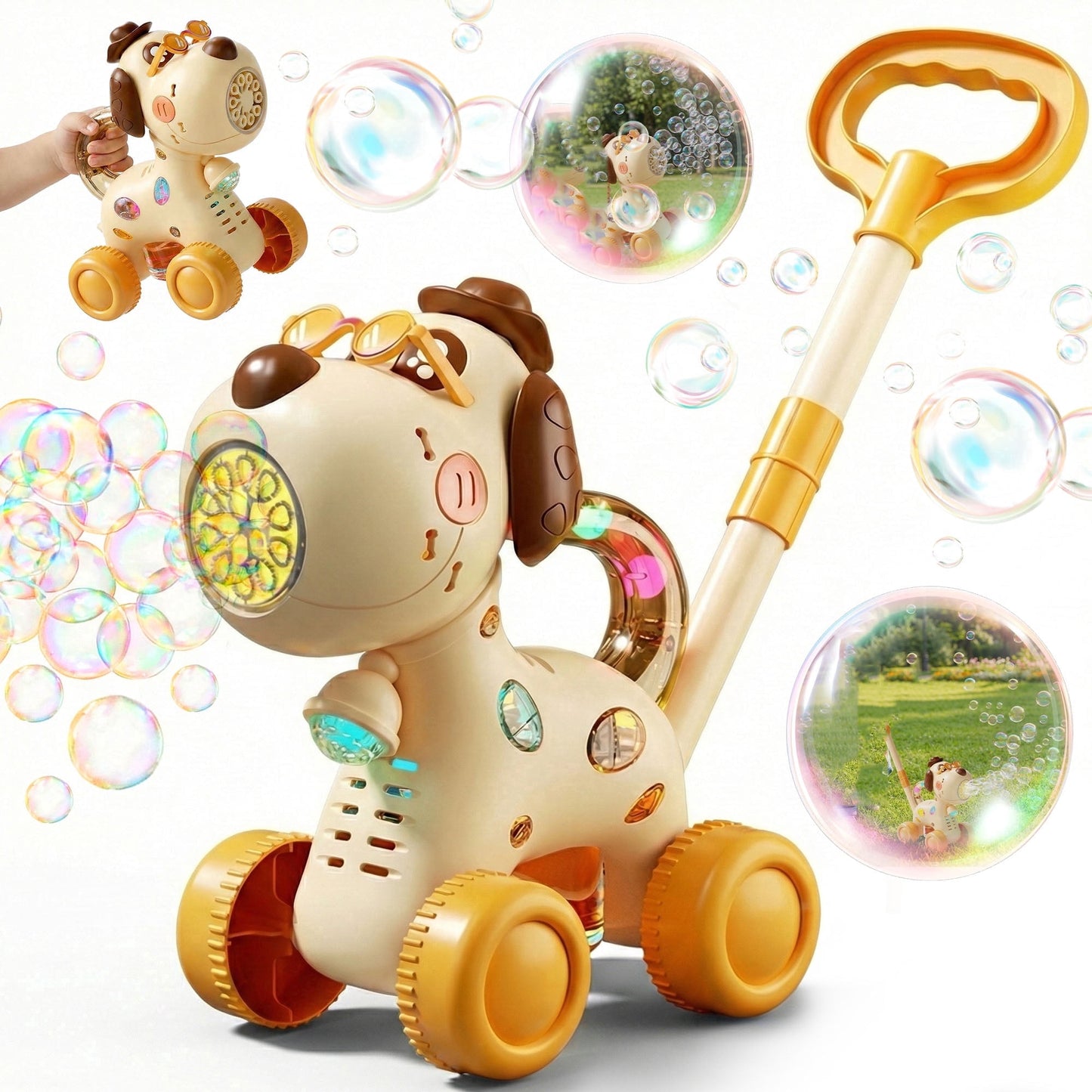 Flynow Automatic Bubble Machine, Portable Dog Bubble Maker Blower, Outdoor Summer Easter Party Garden Birthday Gift