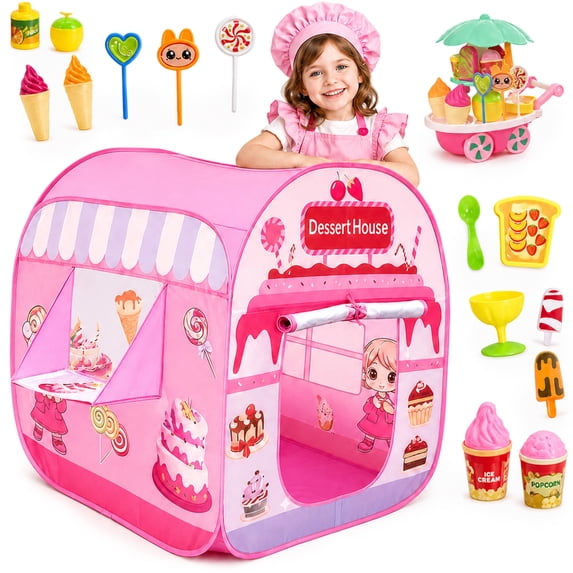 Flynow Pop up Play Tent for Kids Aged 3-5 Years Old Boys and Girls Ball Pit : Dessert Playhouse Toy Play Tents for Toddlers 3-5 Kids Tent Indoor Outdoor Playhouse Toys for 3 + Year Old