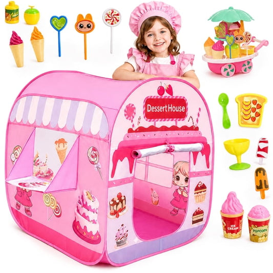 Flynow Pop up Play Tent for Kids Aged 3-5 Years Old Boys and Girls Ball Pit : Dessert Playhouse Toy Play Tents for Toddlers 3-5 Kids Tent Indoor Outdoor Playhouse Toys for 3 + Year Old