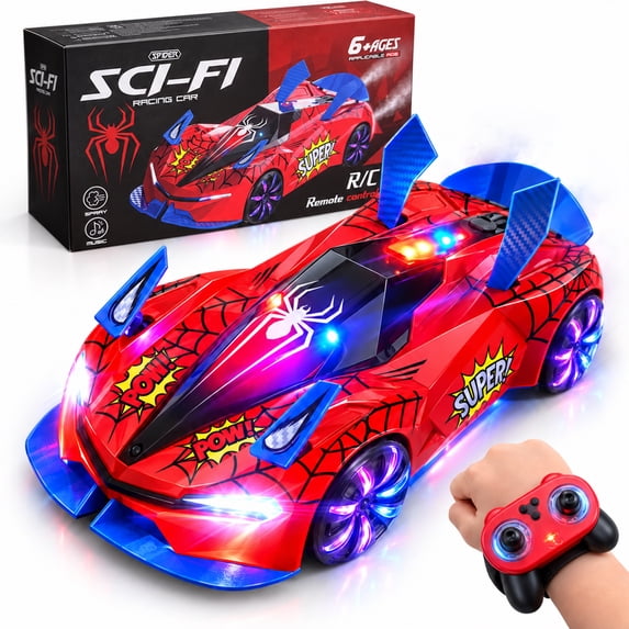 Flynow Transform RC Cars Toys with Eye & Underbody Lights, 2.4GHz Remote Control Car One-Button Deformation, Fast 360°Rotation Robot Toys Birthday Gifts for 3 4 5 6 7 8 9 10 Year Old