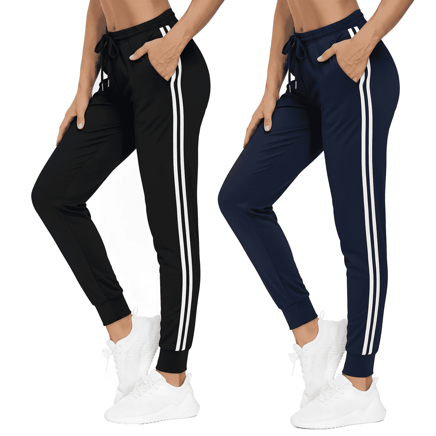 WQD 2 Pack Womens Sweatpants Jogger Pants with Pockets High Waist Lounge Athletic Yoga Pants for Workout Running Gym