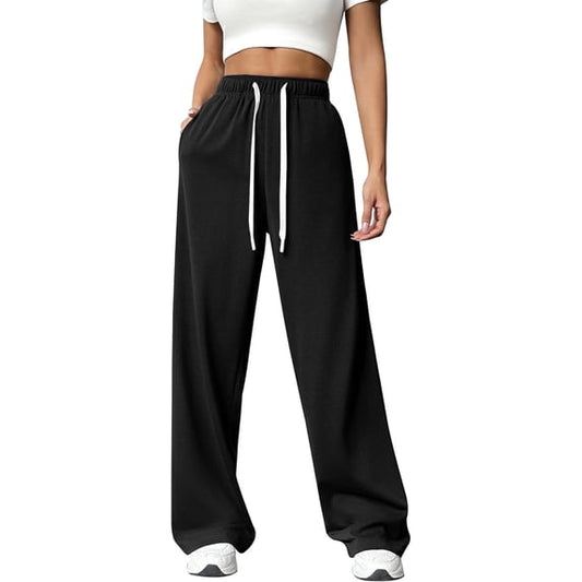 Womens Sweatpants High Waisted Wide Leg Sweat Pants Baggy Cargo Joggers Athletic Casual Drawstring Workout Pants with Pockets