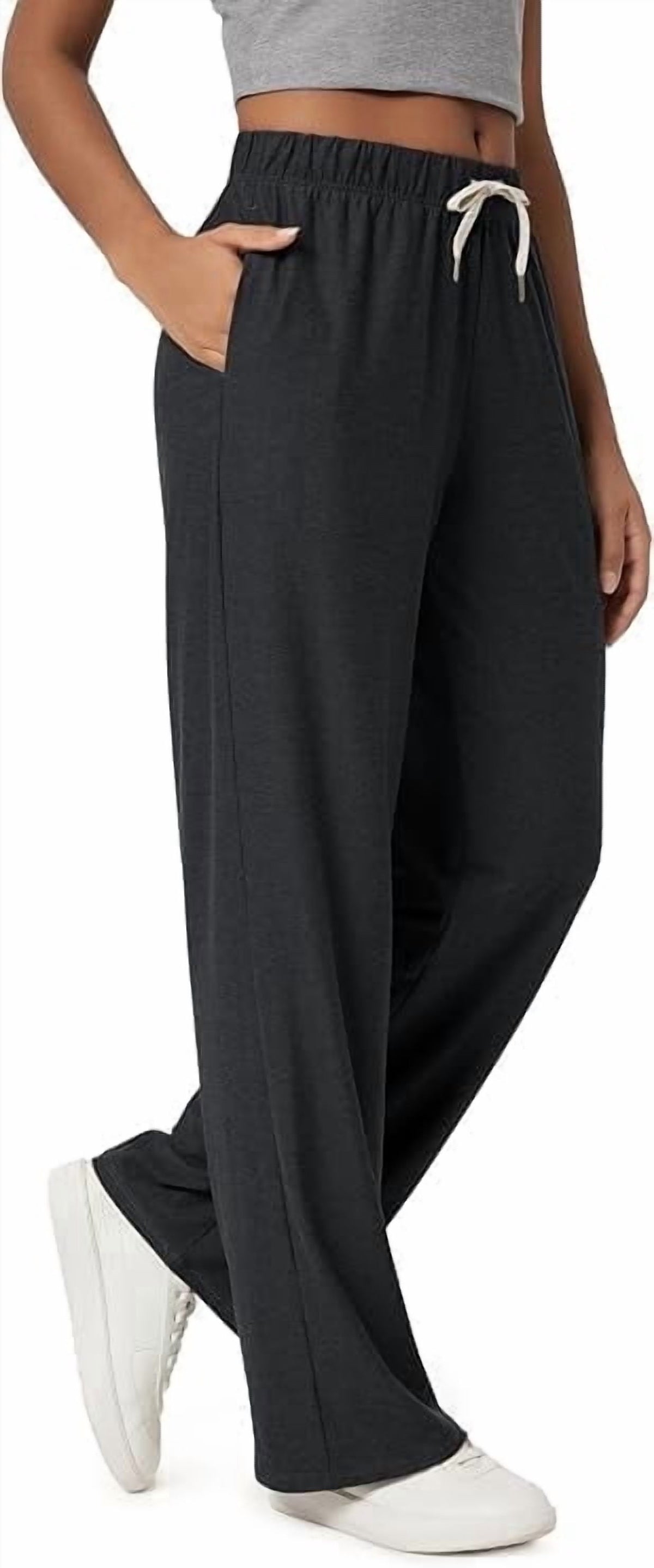 Wide Leg Pants for Women High Waisted Lounge Sweatpants with Pockets Adjustable Drawstring for Everyday Wear