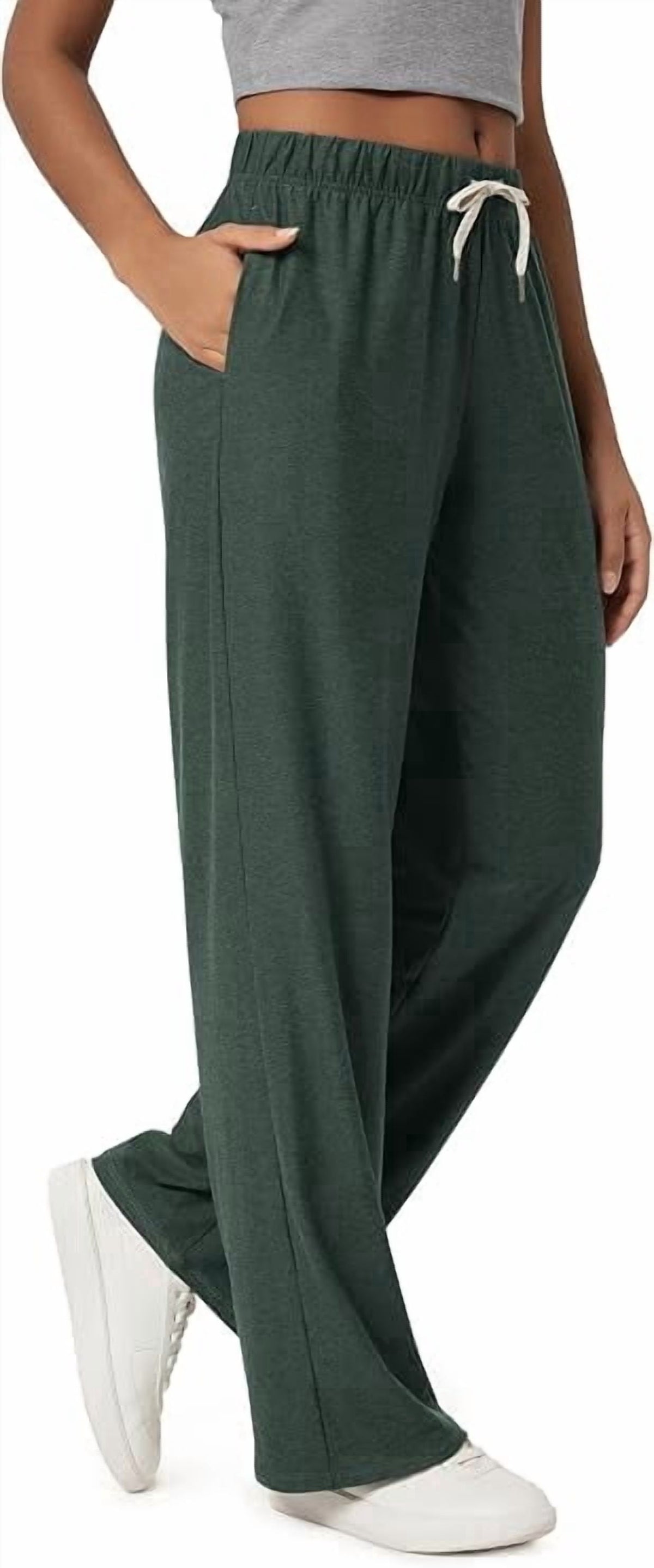 Wide Leg Pants for Women High Waisted Lounge Sweatpants with Pockets Adjustable Drawstring for Everyday Wear