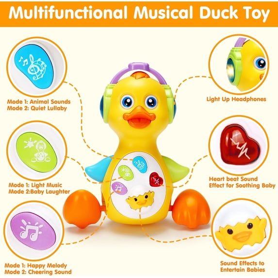 Flynow Baby Essentials Musical Light up Duck Toy, Easter Basket Teething Toys 0-12 Months Dancing Crawling Tummy Time,Newborn Infant Learning Montessori Gifts for 0 3 4 5 6 7 8 Month Baby Boys Girls
