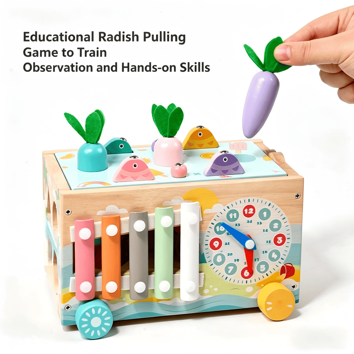 Flynow Baby Toys Wooden Montessori Toys for 1 Year Old with Xylophone & Fishing Game - Educational Learning Toddler Activities for 1 2 3 Year Old Christmas Birthday Gifts