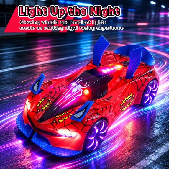 Flynow Transform RC Cars Toys with Eye & Underbody Lights, 2.4GHz Remote Control Car One-Button Deformation, Fast 360°Rotation Robot Toys Birthday Gifts for 3 4 5 6 7 8 9 10 Year Old