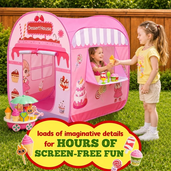 Flynow Pop up Play Tent for Kids Aged 3-5 Years Old Boys and Girls Ball Pit : Dessert Playhouse Toy Play Tents for Toddlers 3-5 Kids Tent Indoor Outdoor Playhouse Toys for 3 + Year Old