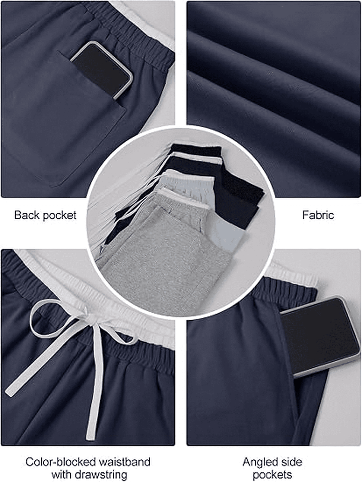 WQD Sweatpants for Women Wide Leg Loose Fit Lightweight Straight Track Pants with Color Block Waist Stretch Yoga Joggers Casual Lounge Trousers with Pockets