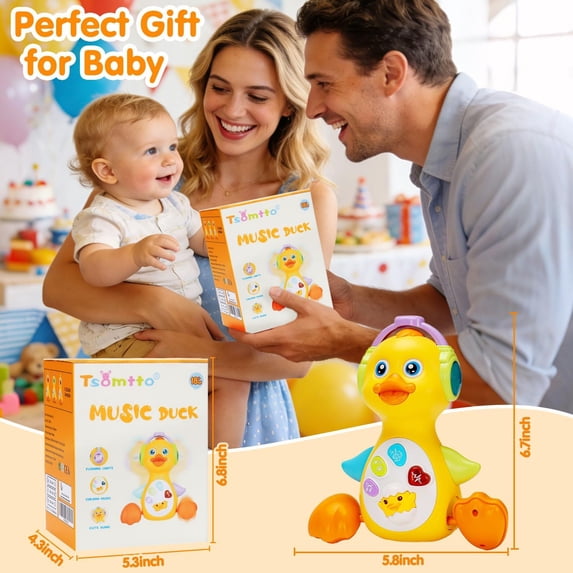 Flynow Baby Essentials Musical Light up Duck Toy, Easter Basket Teething Toys 0-12 Months Dancing Crawling Tummy Time,Newborn Infant Learning Montessori Gifts for 0 3 4 5 6 7 8 Month Baby Boys Girls